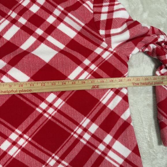 NWT Talbots Cowl Neck Sweater Red White Plaid Pullover Fleece Women's Size L - Picture 6 of 7